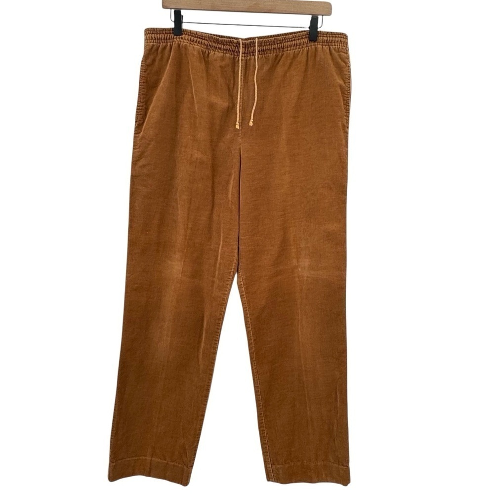 Women's Vintage 80s Izod Lacoste Corduroy Pants Pull On Drawstring Rust Brown L - Picture 6 of 11
